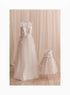 Long, powder pink sleeveless dresses with flower decoration "Samantha" mother and daughter